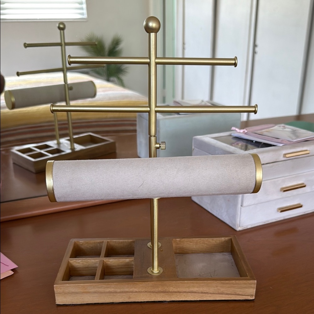 A New Day Gold and Tan Jewelry Organizer with Modern Design